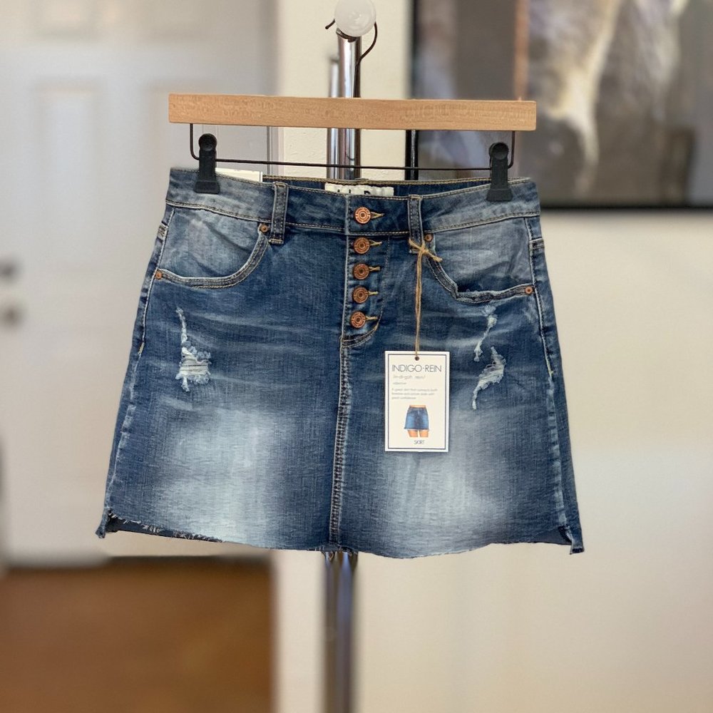Jean Mini Skirt Distressed